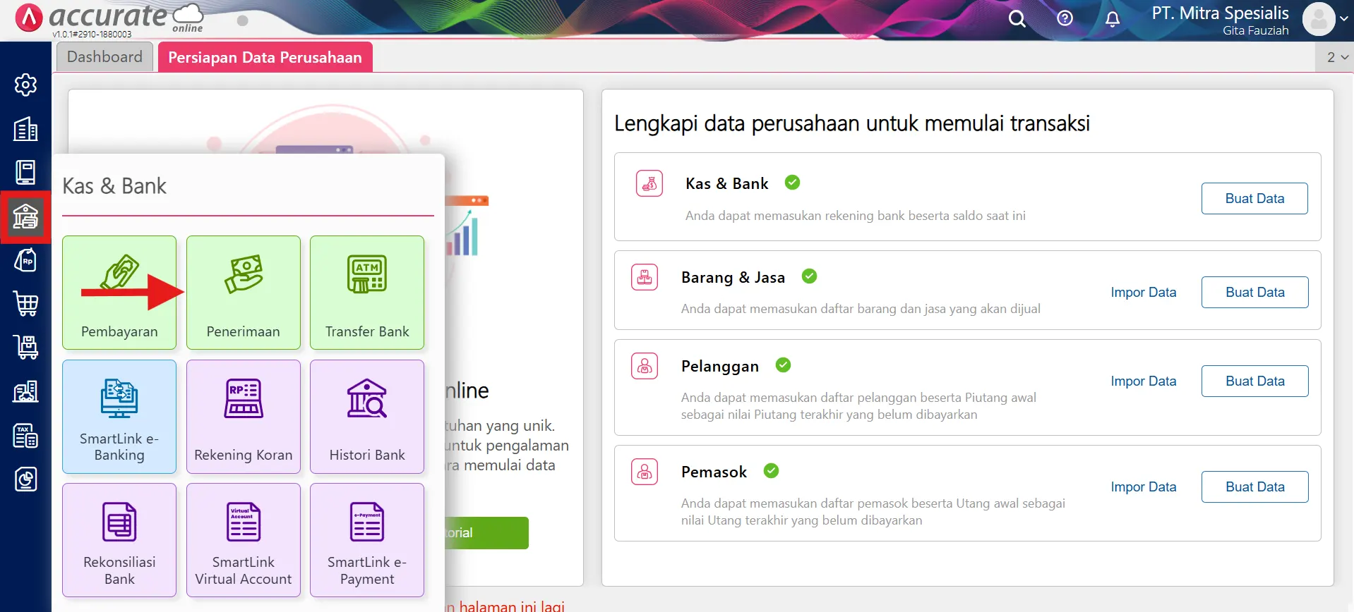 mencatat penerimaan pinjaman bank